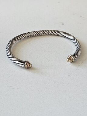 Vintage 5mm David Yurman 14k Sterling Silver Twisted Cable Cuff Bracelet